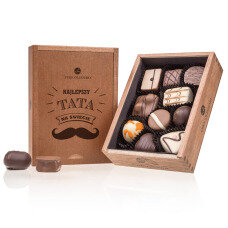 belgian pralines, belgian chocolate, elegance pralines, chocolate pralines, gift for father, present for grandpa, chocolate for men, chocolate for boy, chocolate for husband, wooden box, luxury pralines