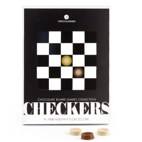 chocolate checkers, chocolate game, chocolate gift, belgian chocolate, chocolate figures