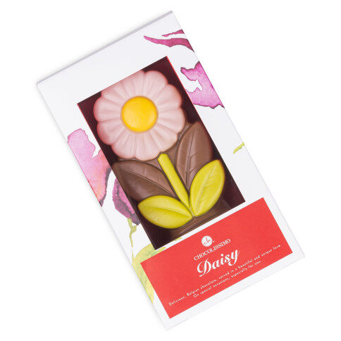 Daisy pink - kwiatek z czekolady mlecznej, figurka czekoladowa