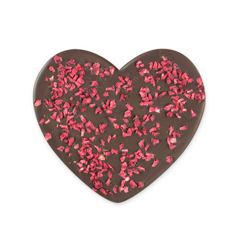 dark chocolate heart, dark chocolate with raspberries