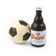 Chocolate football and bottle of beer