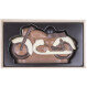 Chocolate motorcycle in a wooden box